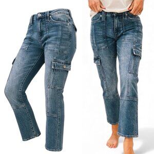 Kancan Huntsville Cargo Slim Straight Jeans Size 9/28 Utility Pocket Ankle Crop